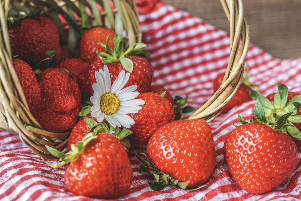strawberries, ripe, daisies-5206450.jpg
